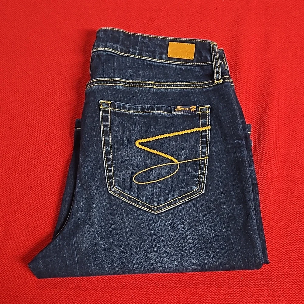 Seven7 sunset bermuda denim shorts dark Deming size 10 EUC